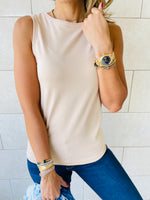 Black & Red & Beige Sleeveless T-Shirt