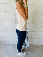 Black & Red & Beige Sleeveless T-Shirt