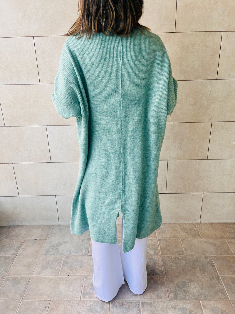 Turquoise Chilly Night Longline Cardigan