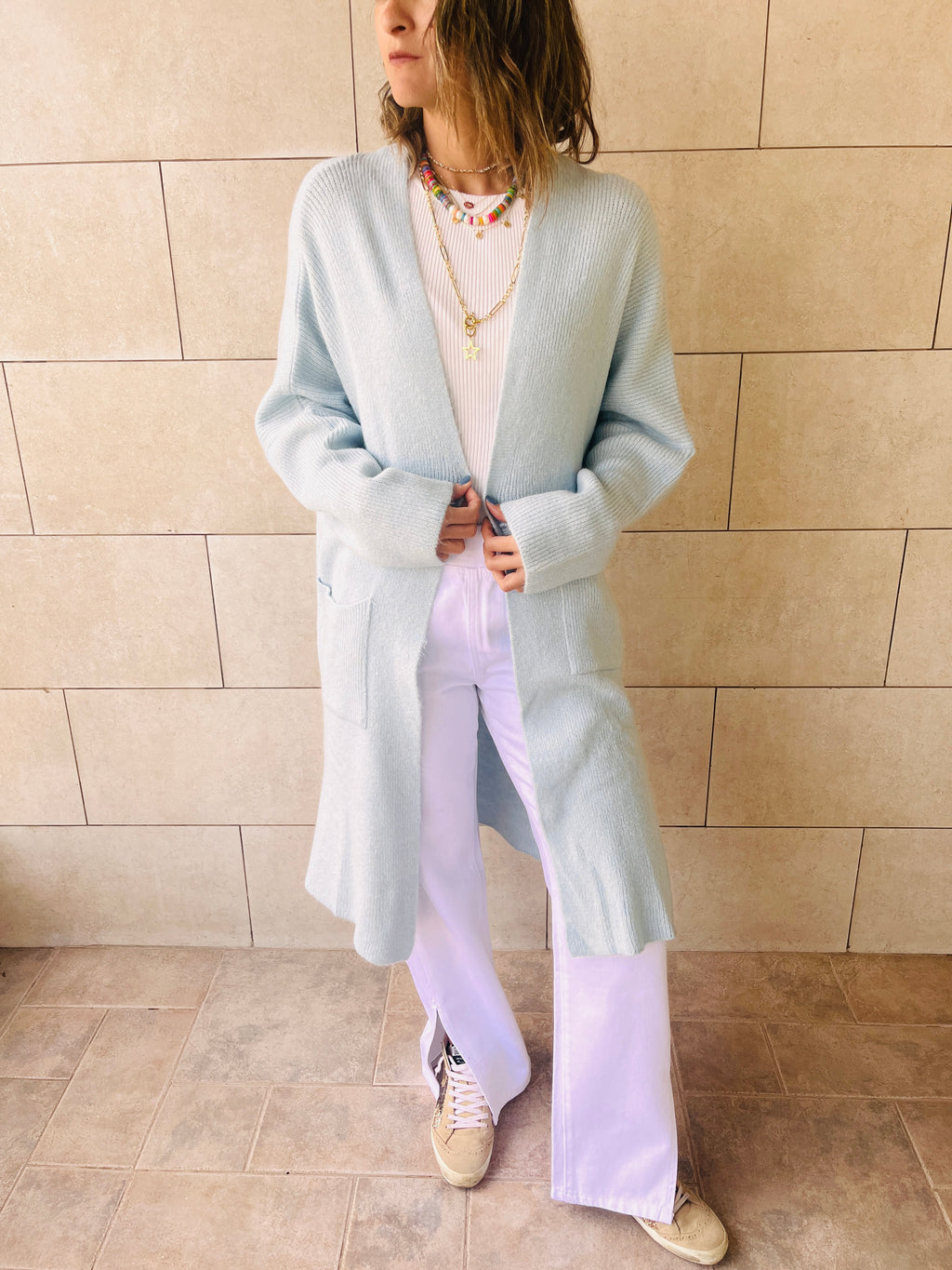 Baby Blue Chilly Night Longline Cardigan