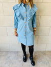 Light Blue Ruffle Denim Shirt