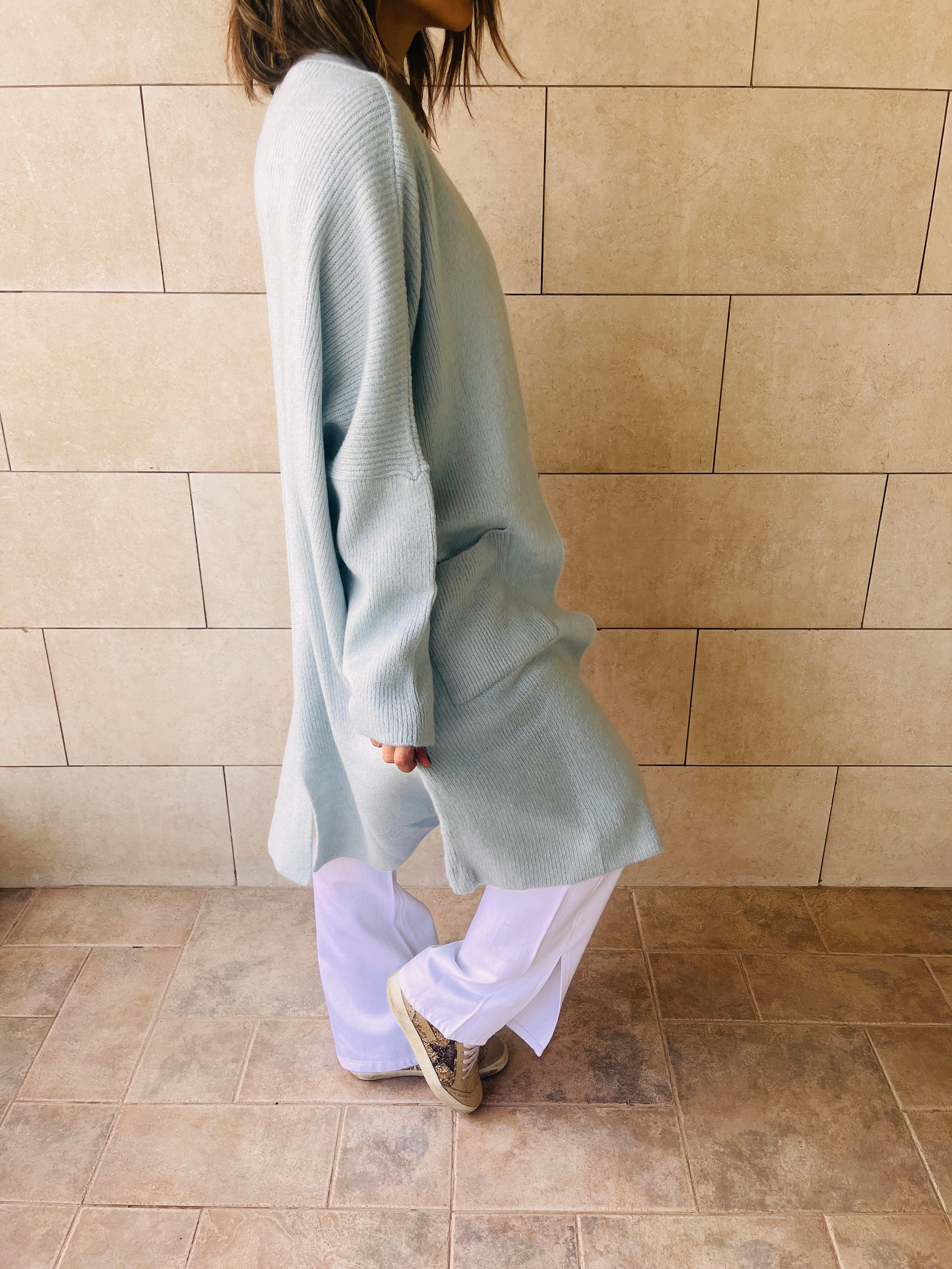 Baby Blue Chilly Night Longline Cardigan