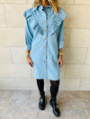 Light Blue Ruffle Denim Shirt