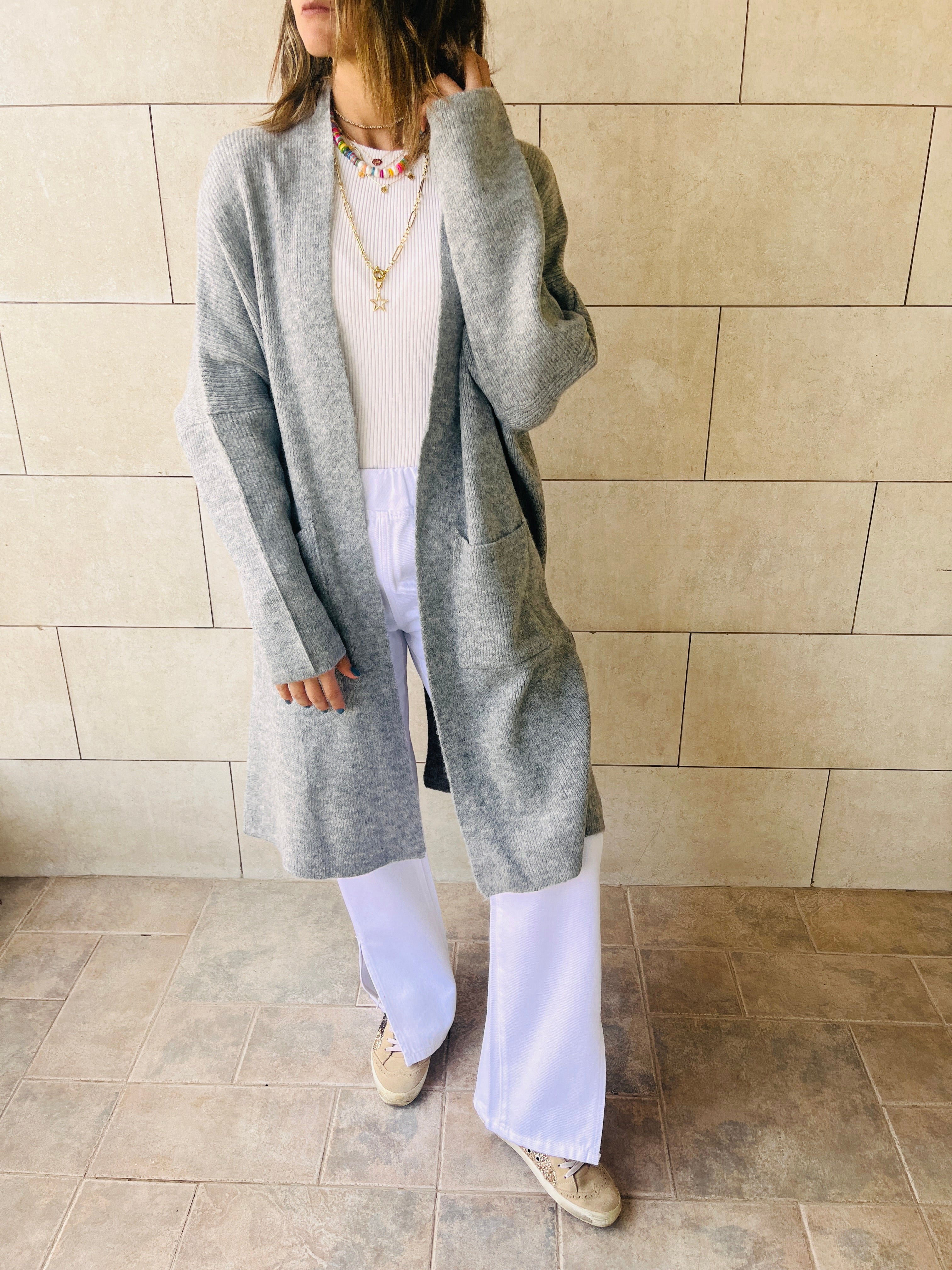 Grey Chilly Night Longline Cardigan