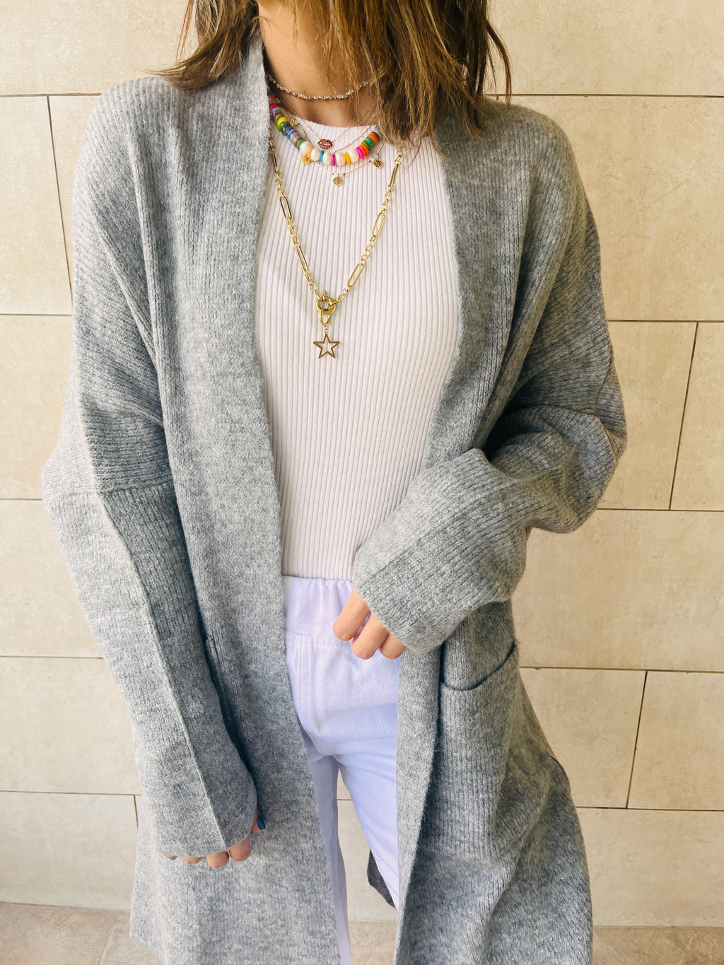 Grey Chilly Night Longline Cardigan