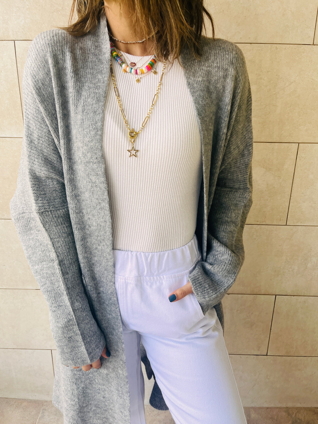 Grey Chilly Night Longline Cardigan