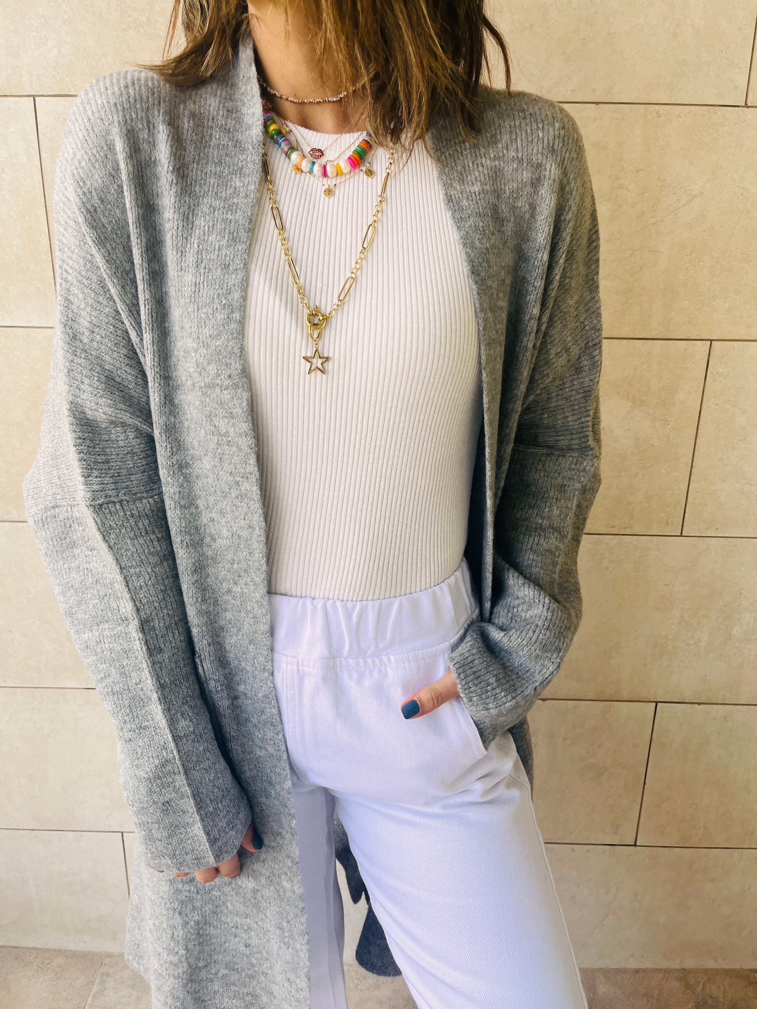 Grey Chilly Night Longline Cardigan