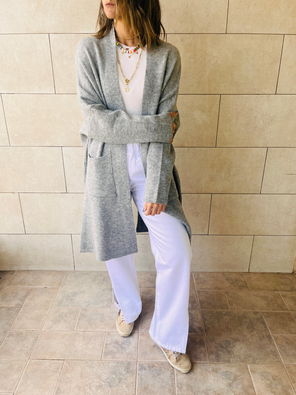 Grey Chilly Night Longline Cardigan