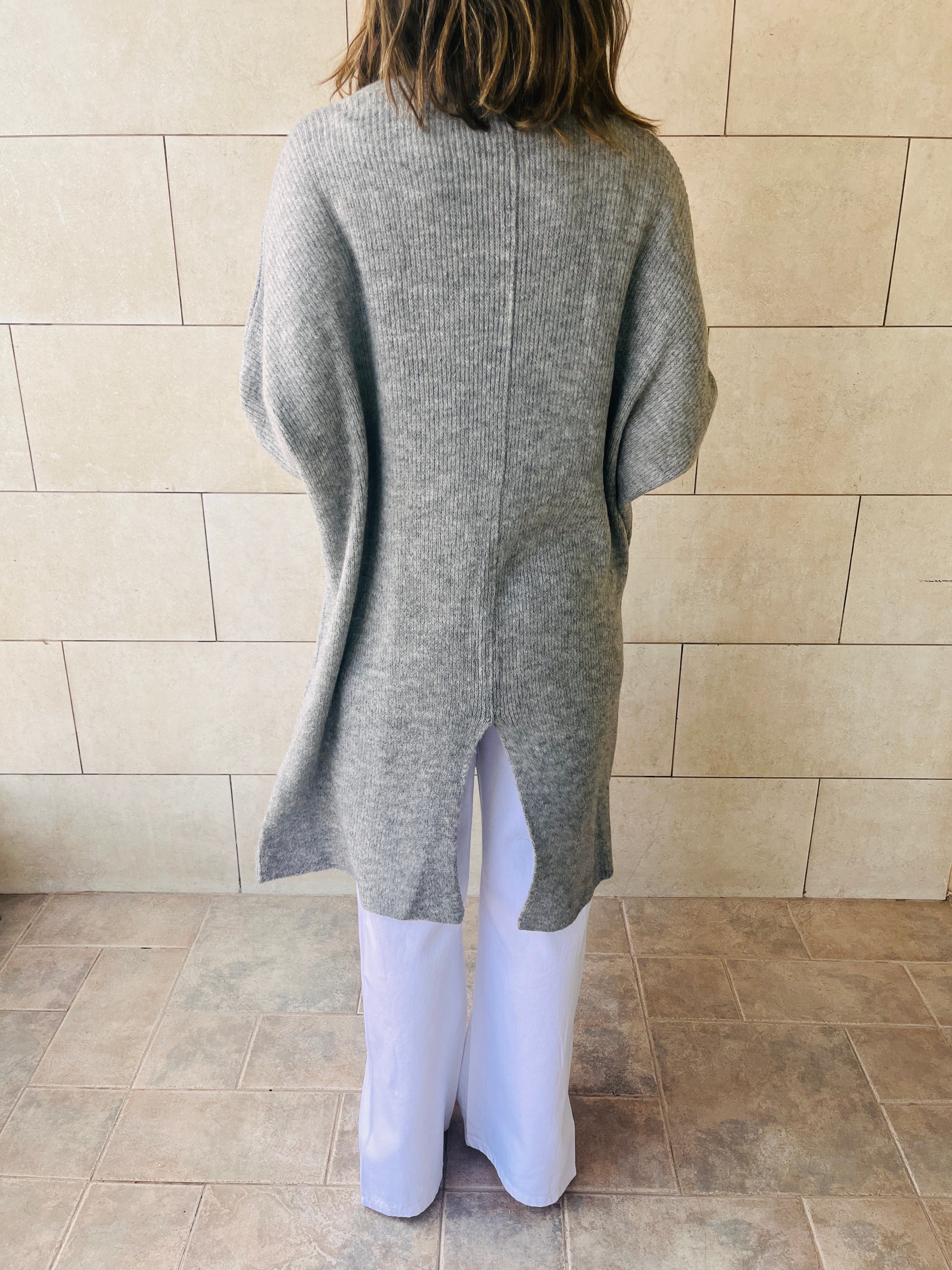 Grey Chilly Night Longline Cardigan
