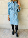 Light Blue Ruffle Denim Shirt