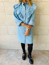 Light Blue Ruffle Denim Shirt