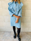 Light Blue Ruffle Denim Shirt