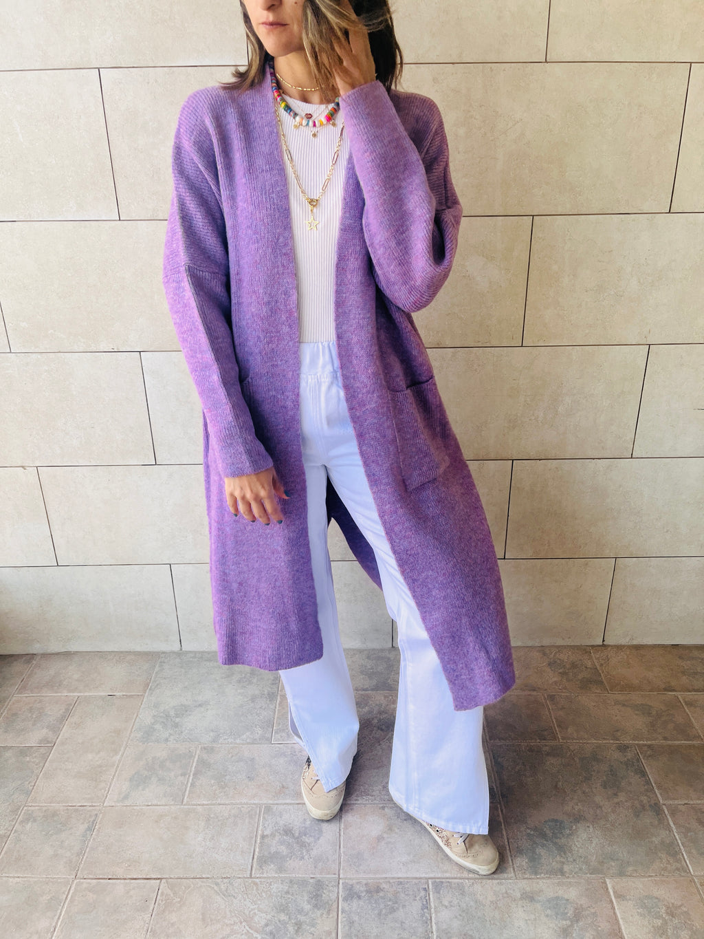 Lilac Chilly Night Longline Cardigan