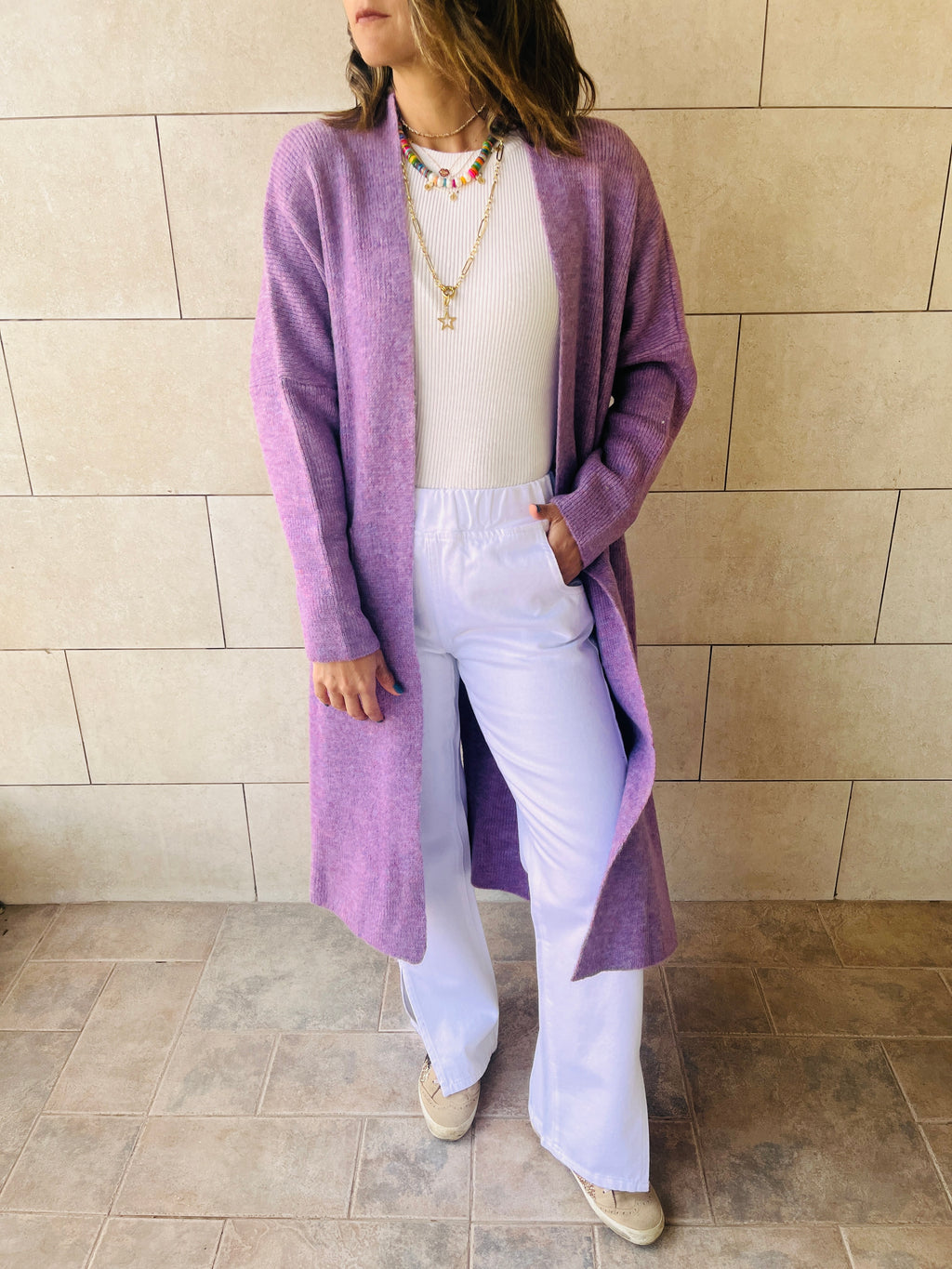 Lilac Chilly Night Longline Cardigan