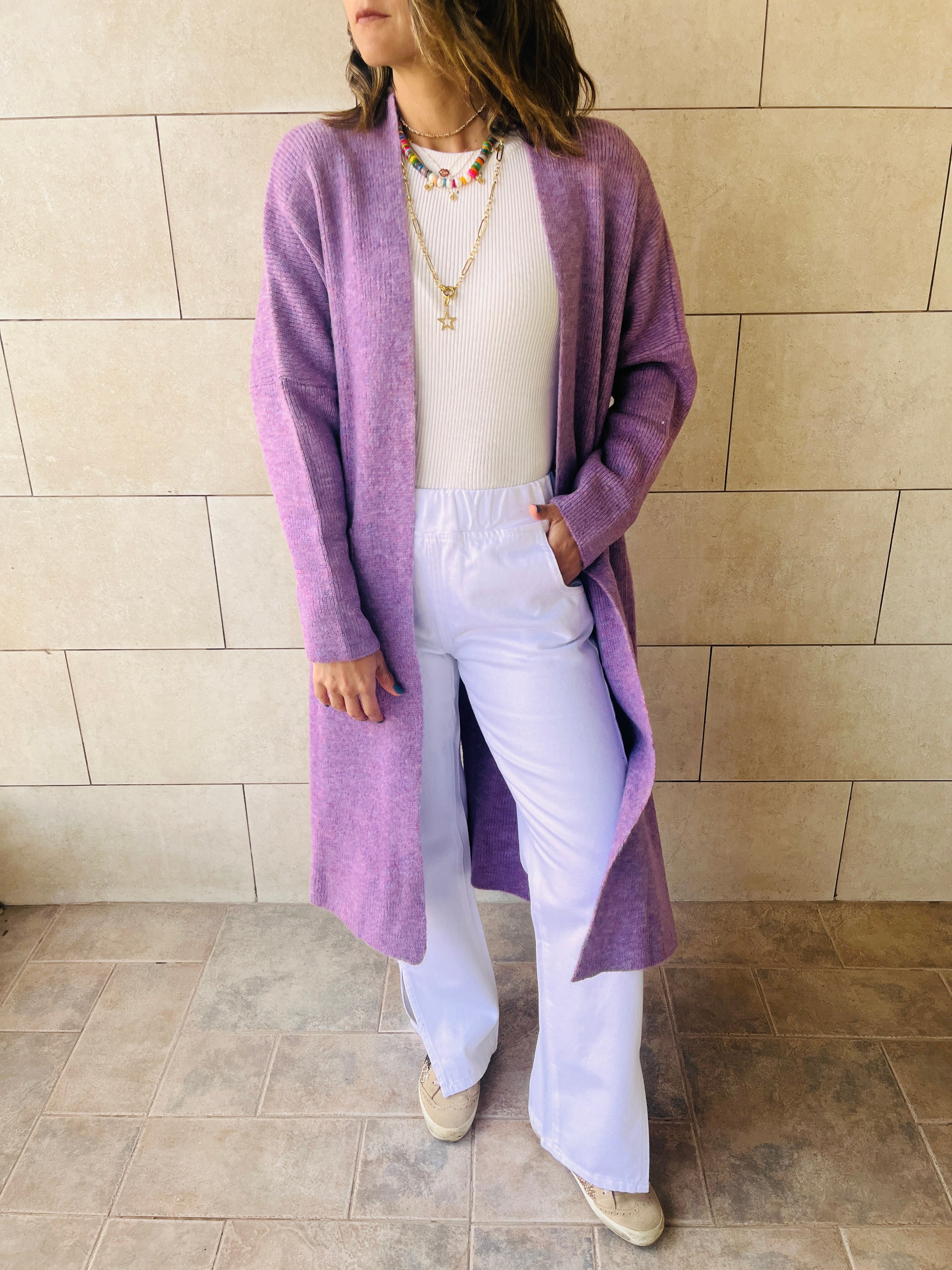 Lilac Chilly Night Longline Cardigan