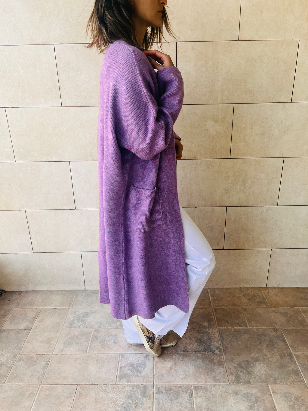 Lilac Chilly Night Longline Cardigan