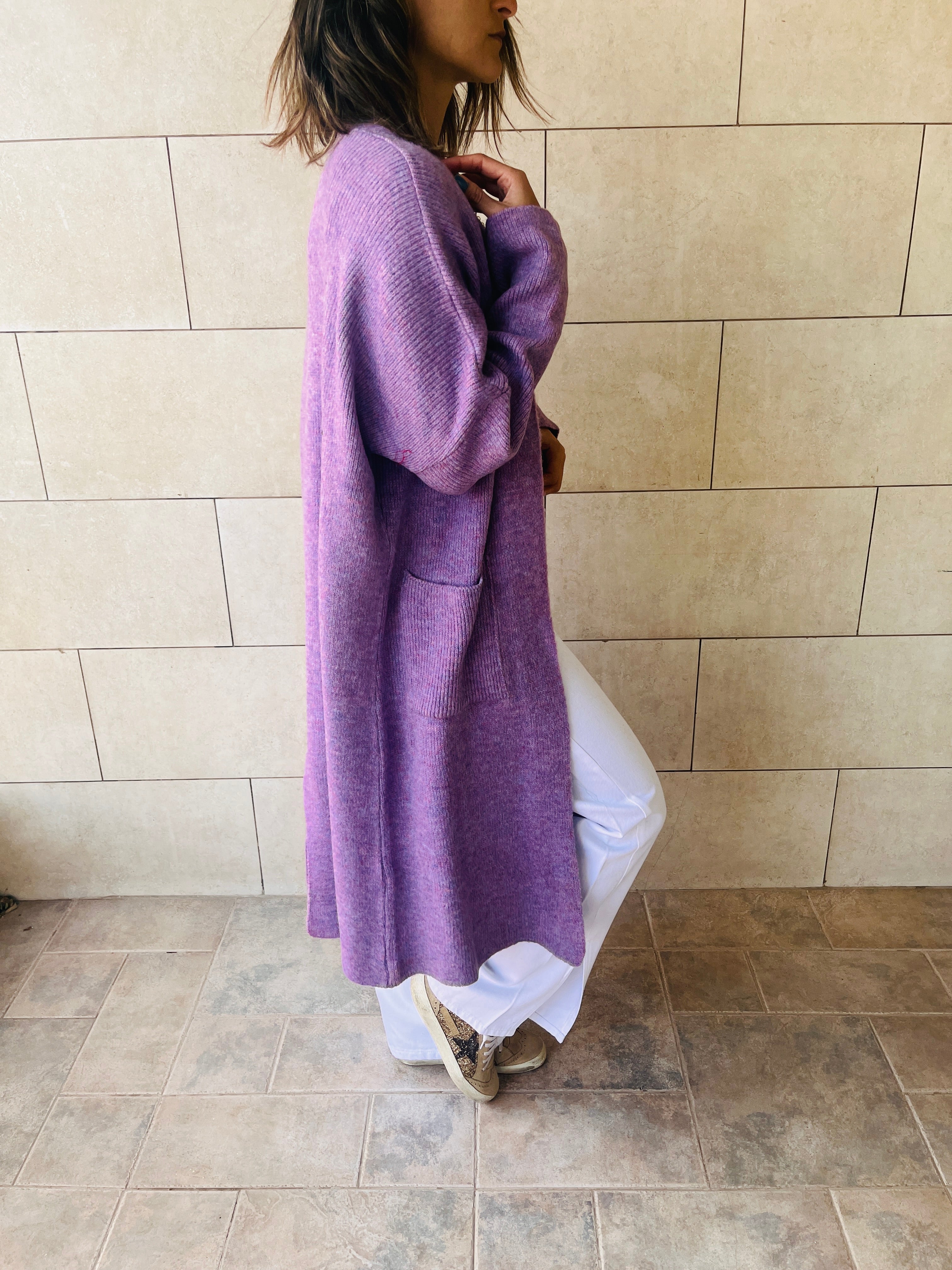 Lilac Chilly Night Longline Cardigan