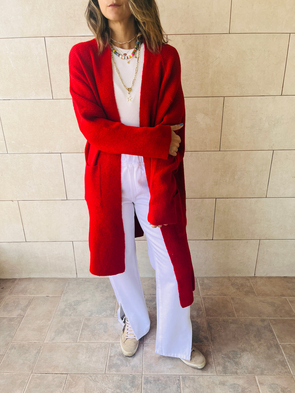 Red Chilly Night Longline Cardigan