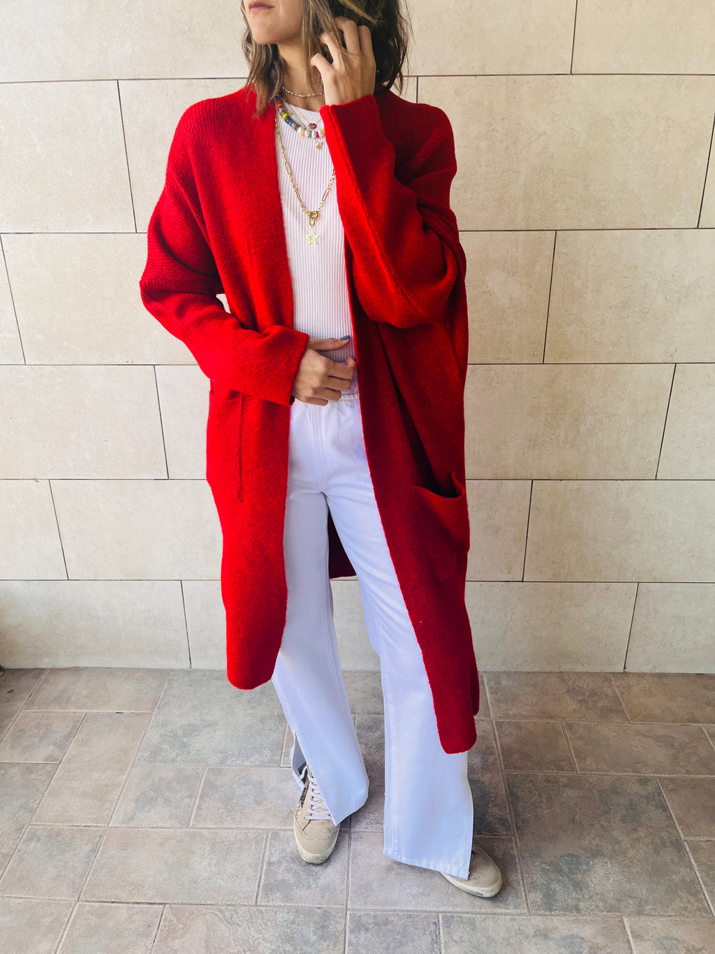 Red Chilly Night Longline Cardigan