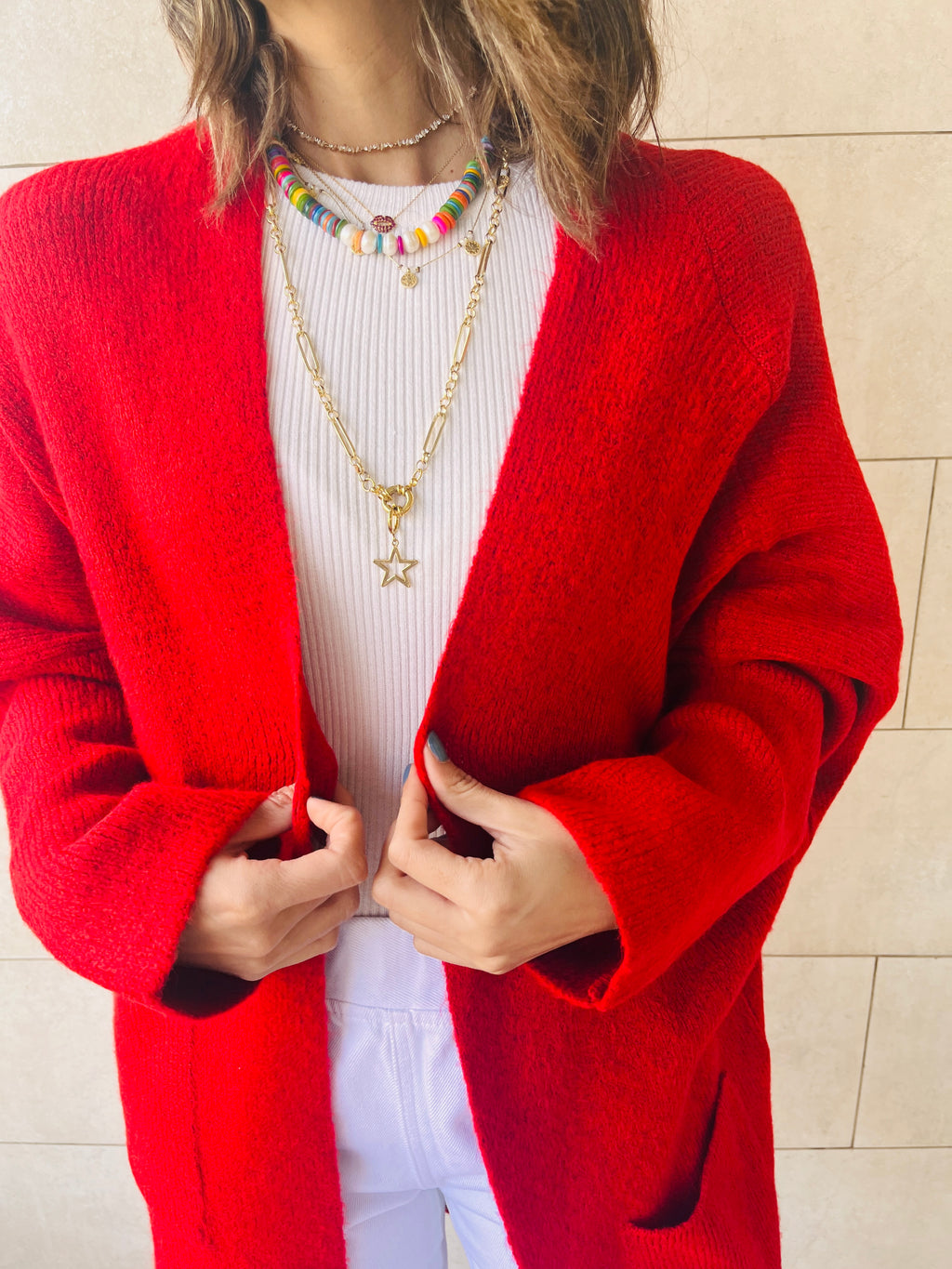 Red Chilly Night Longline Cardigan