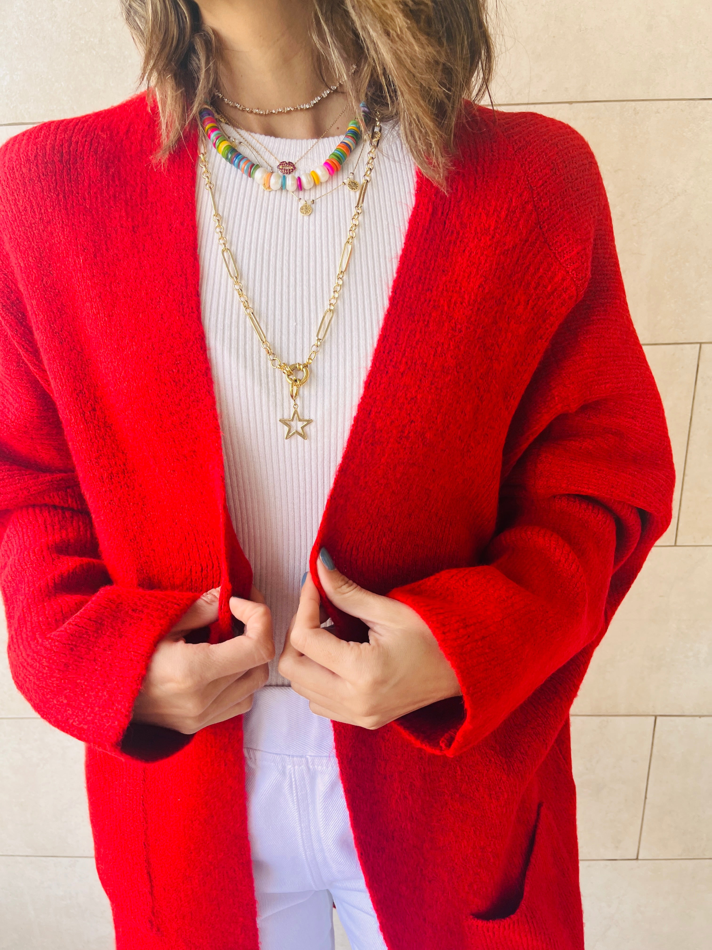Red Chilly Night Longline Cardigan
