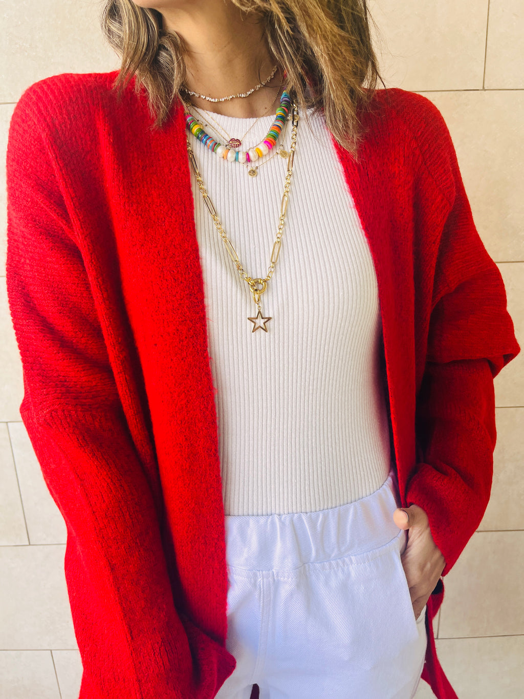 Red Chilly Night Longline Cardigan