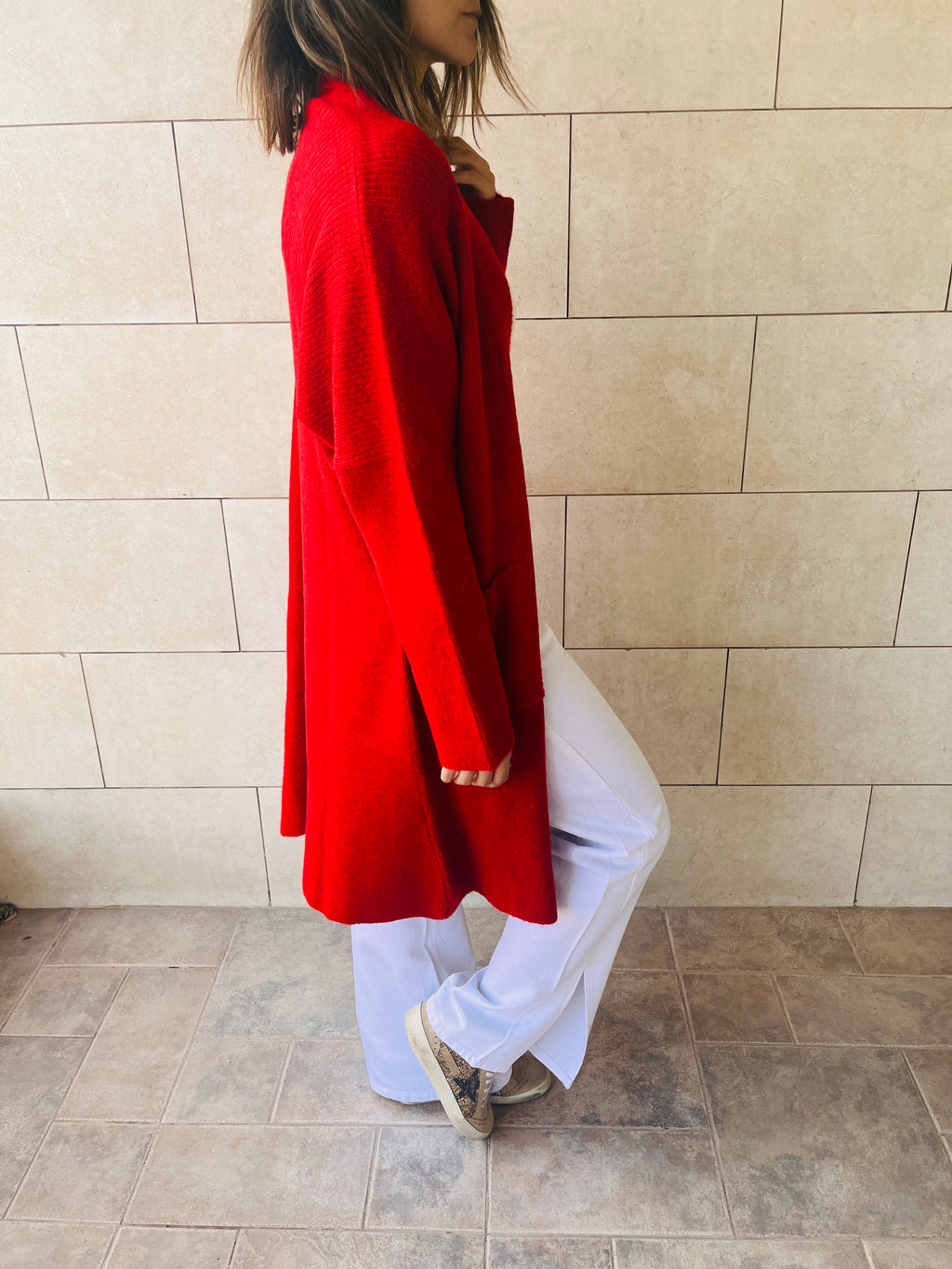 Red Chilly Night Longline Cardigan