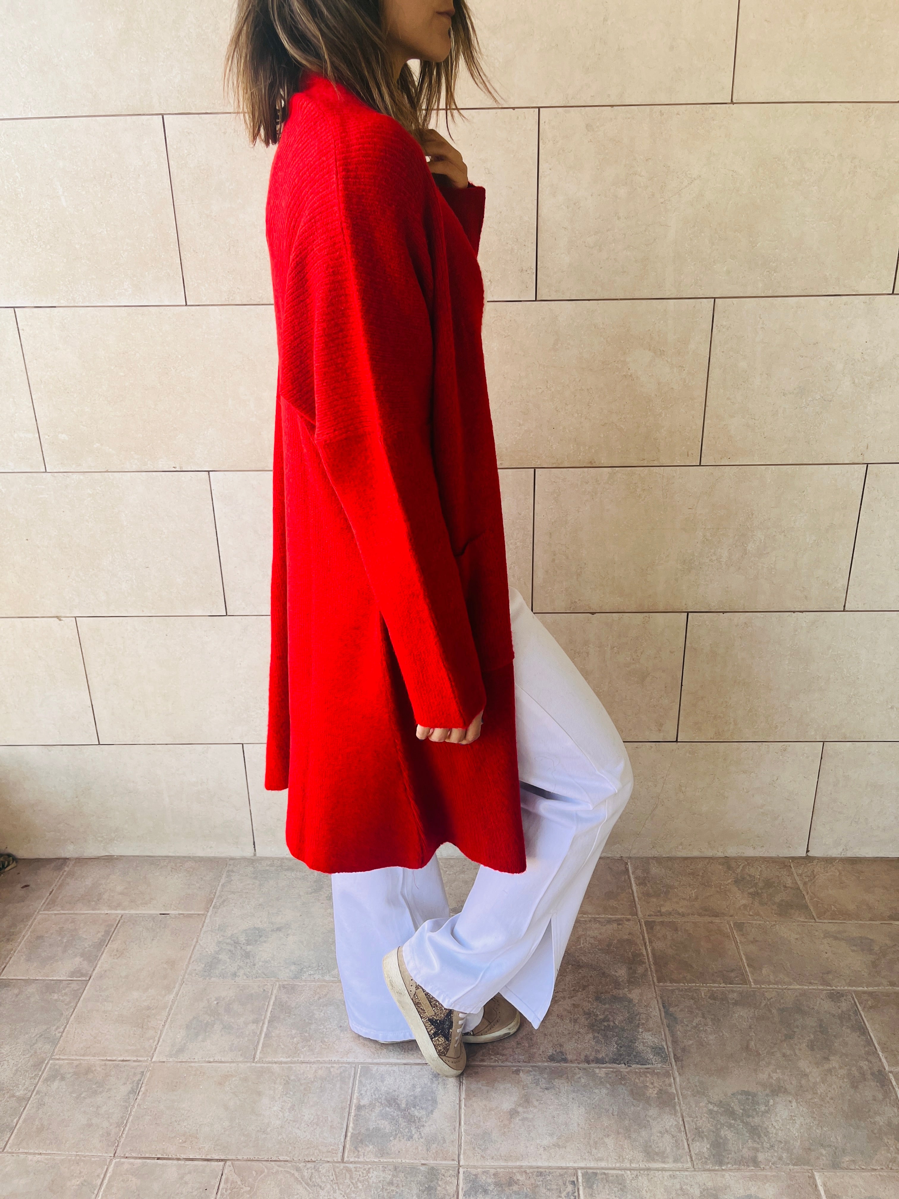 Red Chilly Night Longline Cardigan