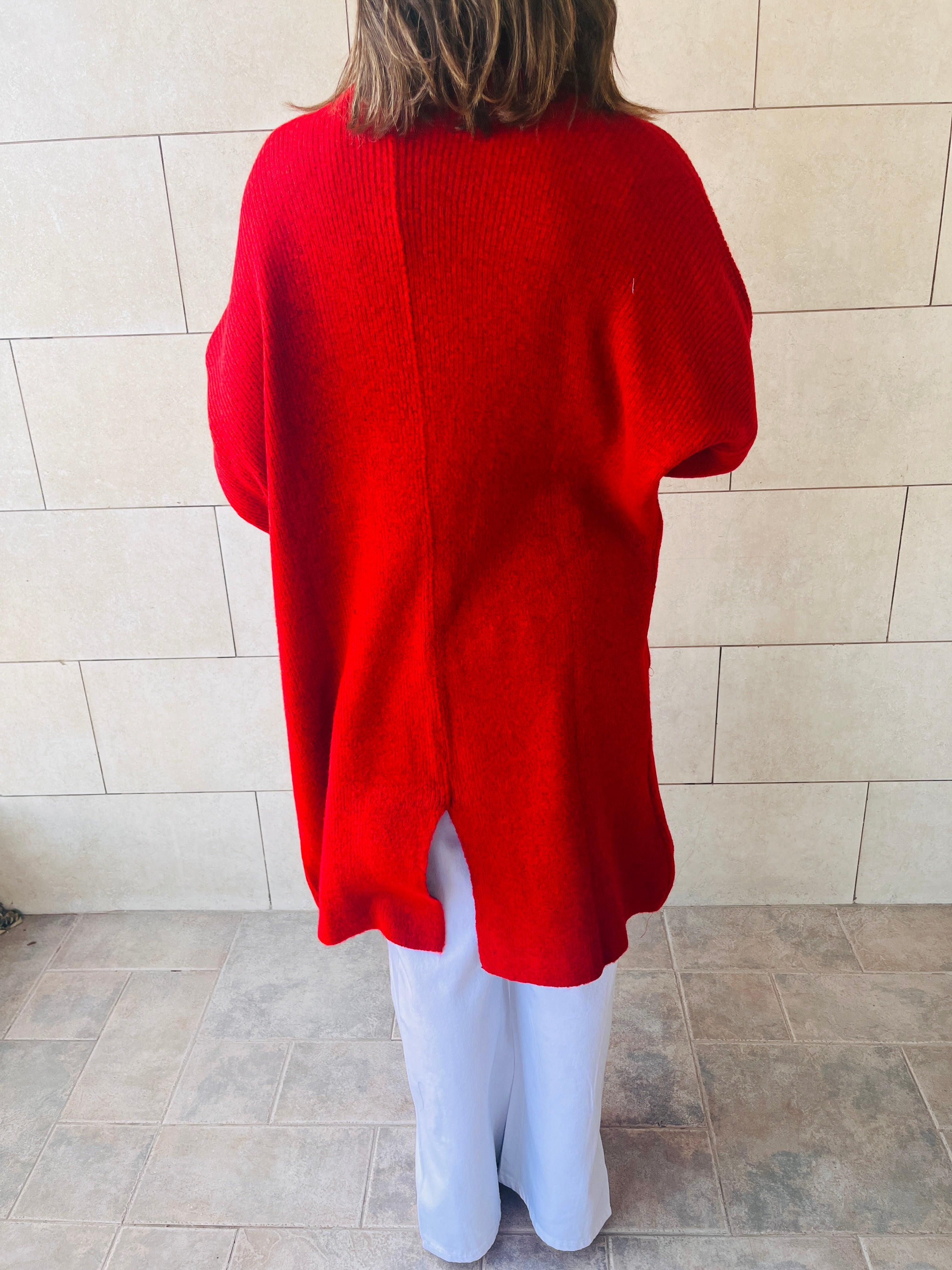 Red Chilly Night Longline Cardigan