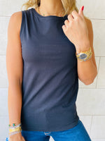 Black & Red & Beige Sleeveless T-Shirt