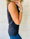 Black & Red & Beige Sleeveless T-Shirt