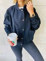 Black Bomber Denim Jacket