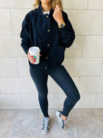 Black Bomber Denim Jacket