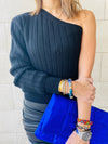 Black One Shoulder Pullover