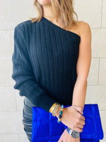 Black One Shoulder Pullover