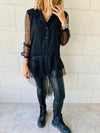Polka Tulle High Low Shirt
