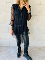 Polka Tulle High Low Shirt