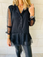 Polka Tulle High Low Shirt