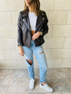 Brown Leather Biker Jacket