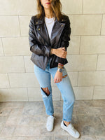 Brown Leather Biker Jacket