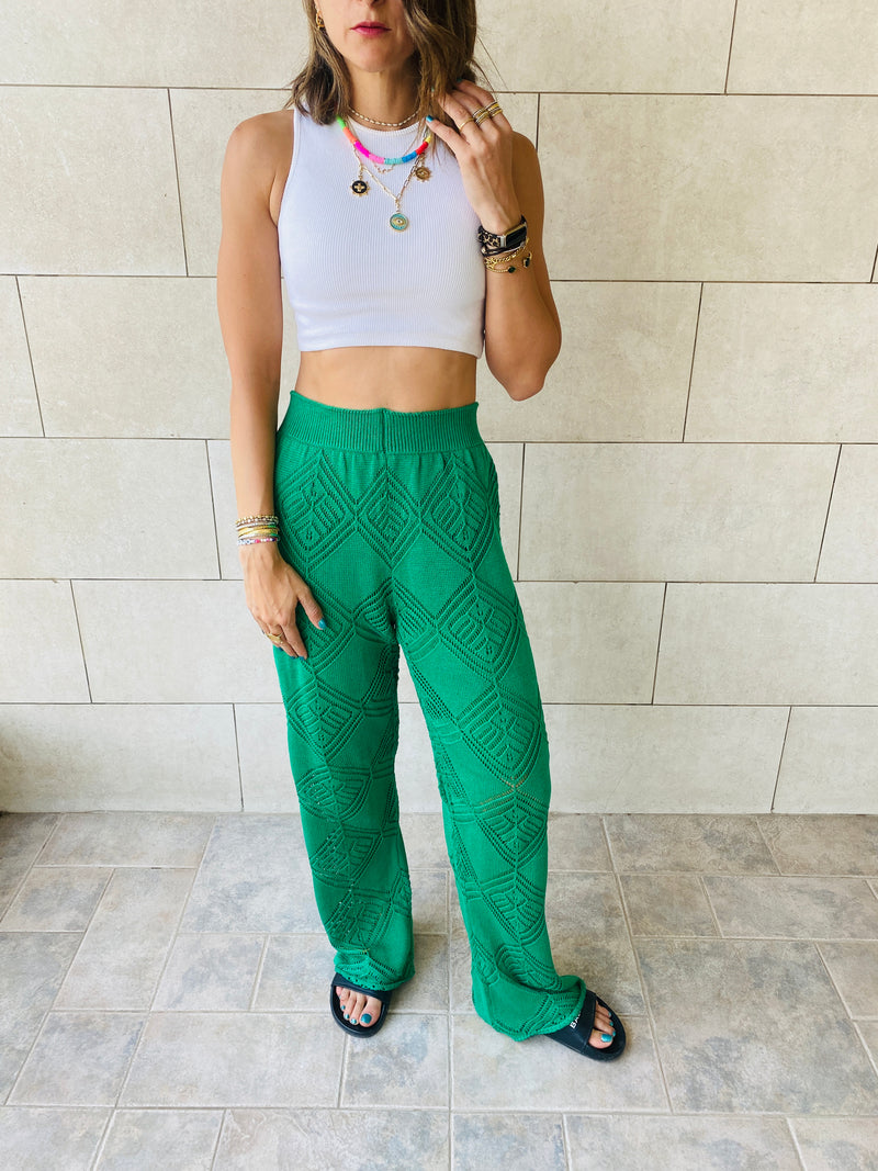 Green Crochet Pants