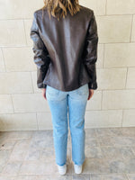 Brown Leather Biker Jacket