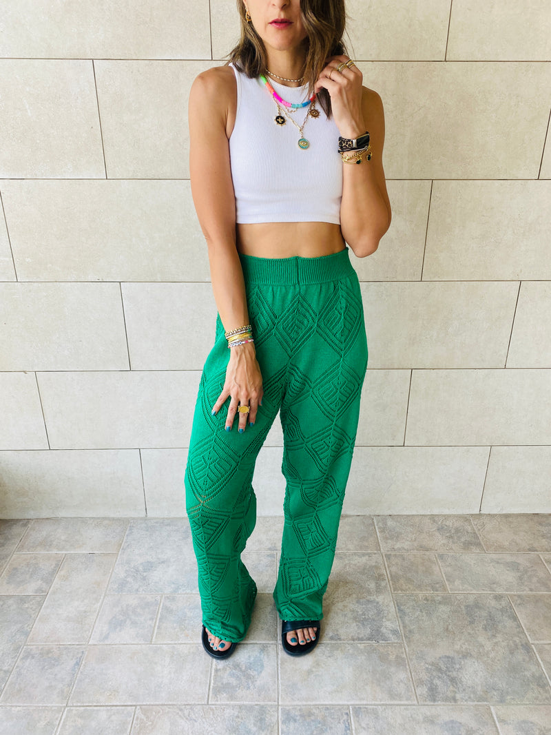 Green Crochet Pants