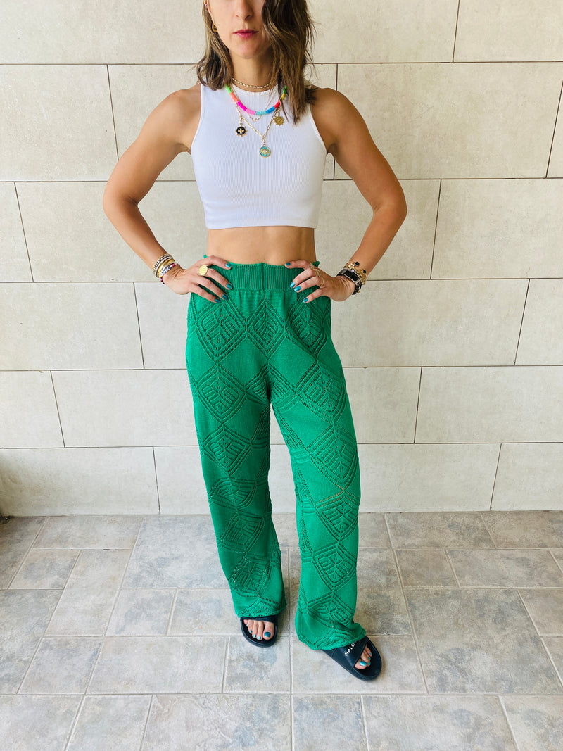Green Crochet Pants