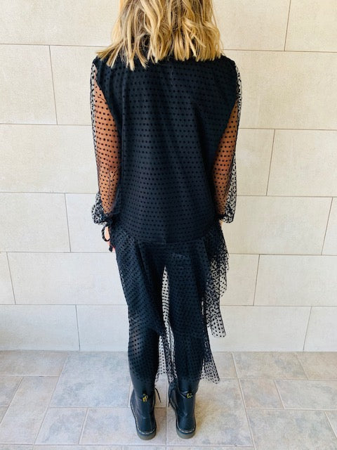 Polka Tulle High Low Shirt
