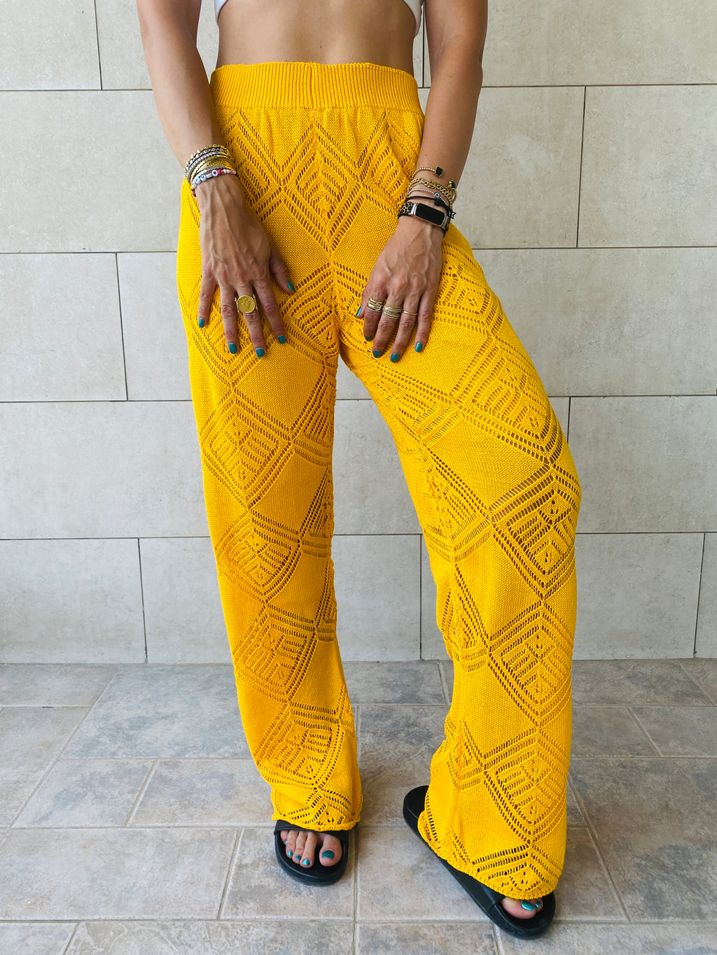 Yellow Crochet Pants