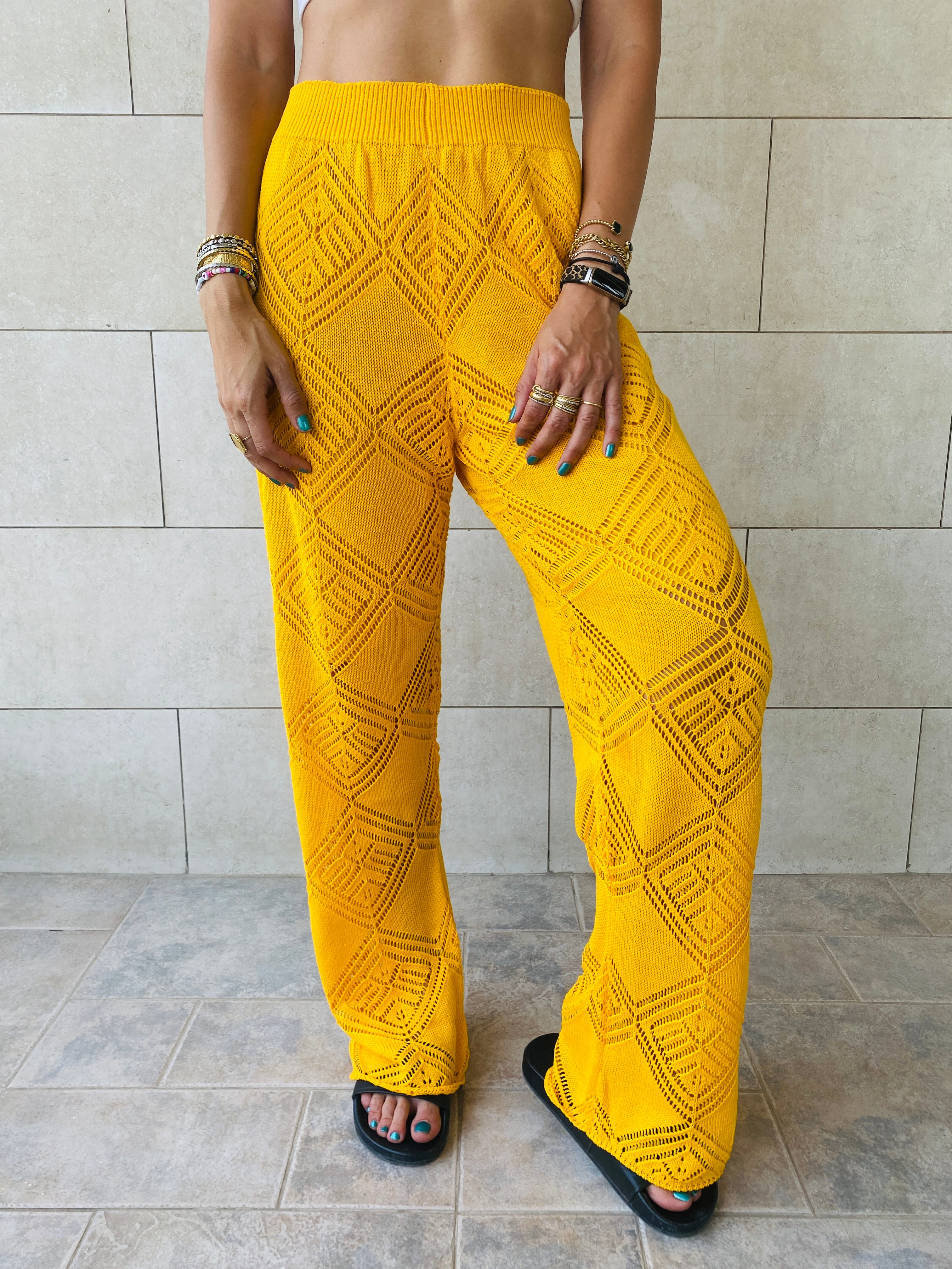 Yellow Crochet Pants