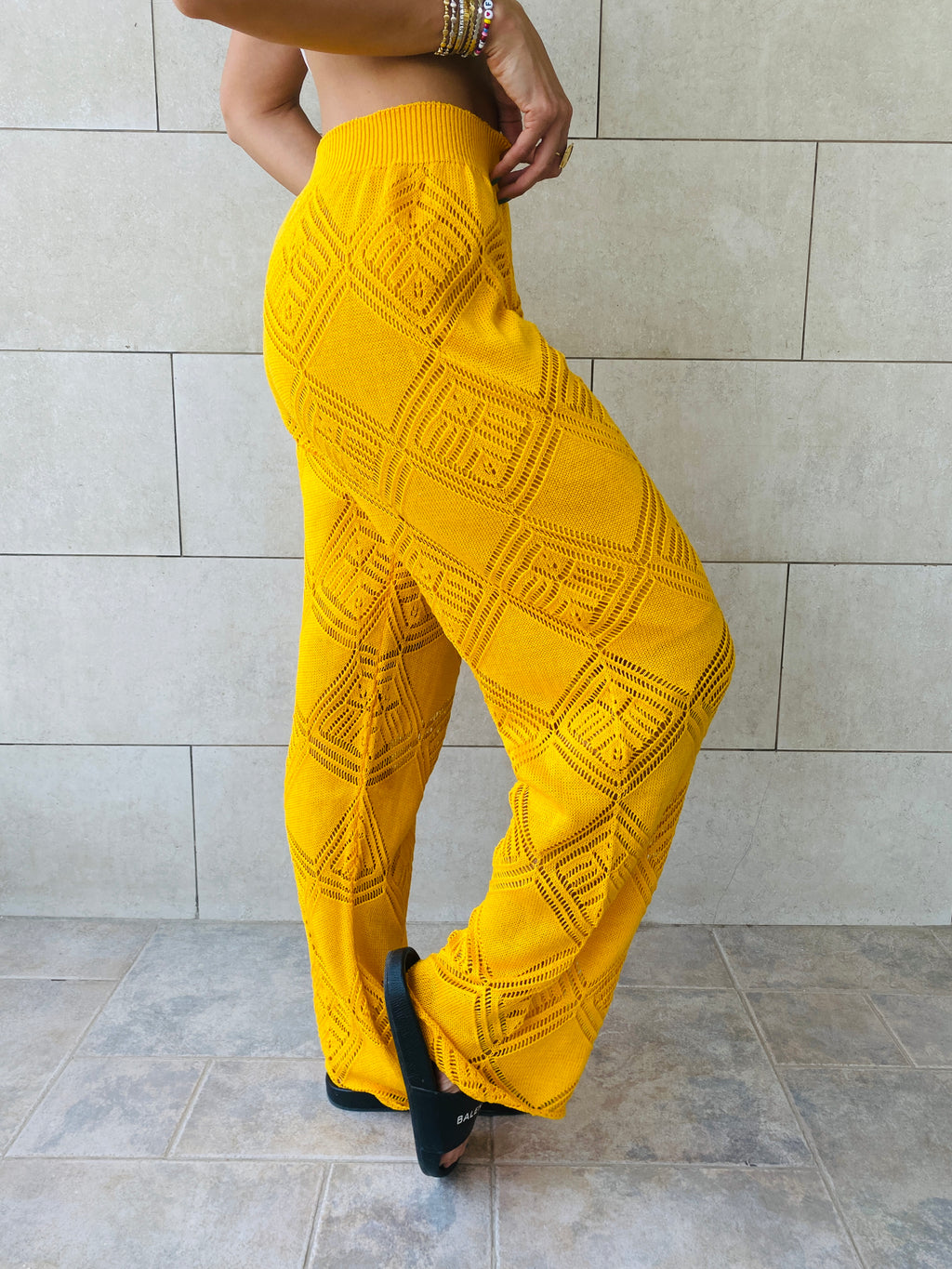Yellow Crochet Pants