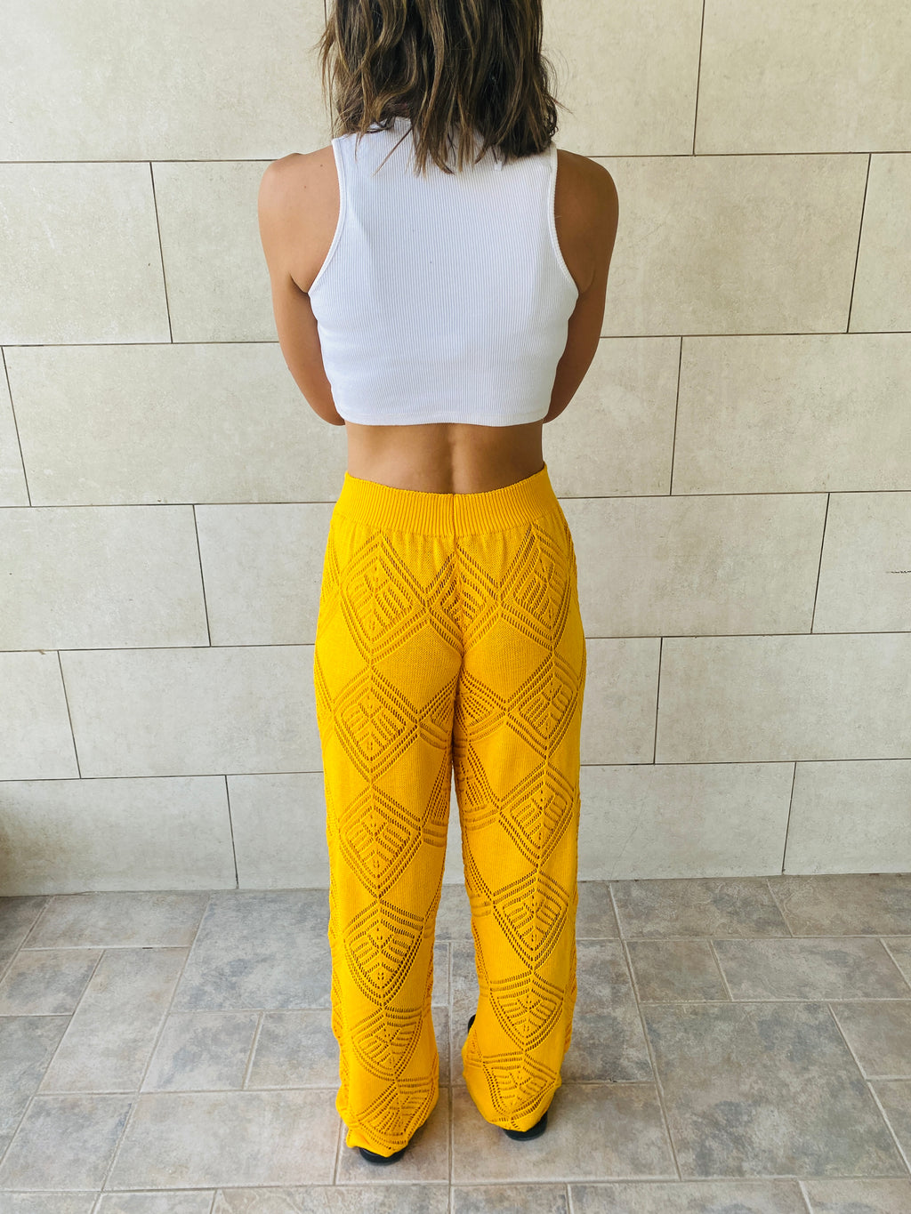 Yellow Crochet Pants