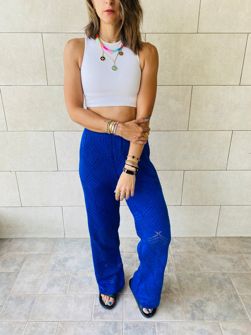 Blue Crochet Pants